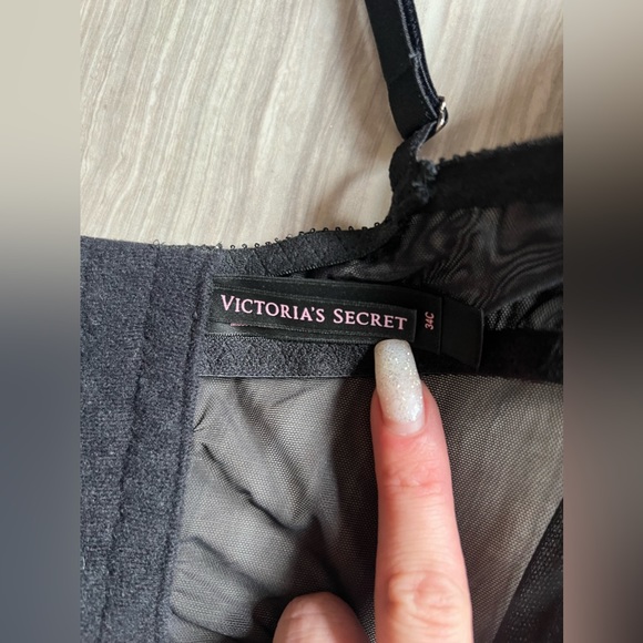 NWOT 🖤 Victoria’s Secret VS Size 34C Boned Mesh Push Up Bustier w/ Garters - Picture 9 of 10